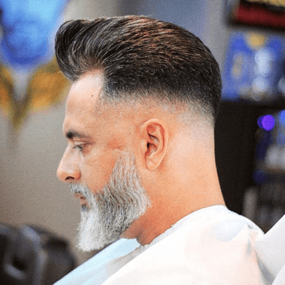 Grey beard with fade